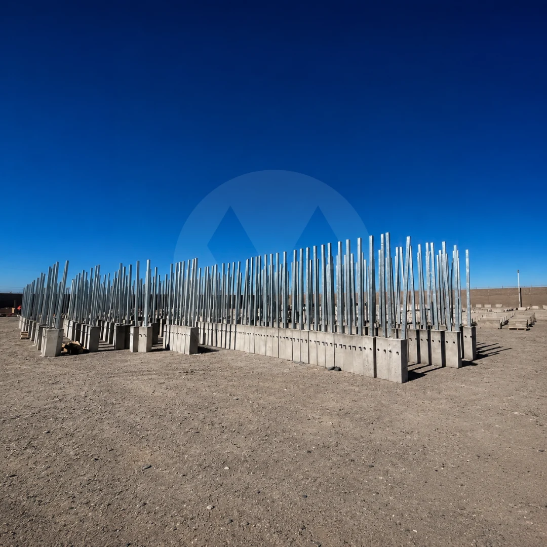 Fundaciones de pararrayos y parrones — BESS Atacama